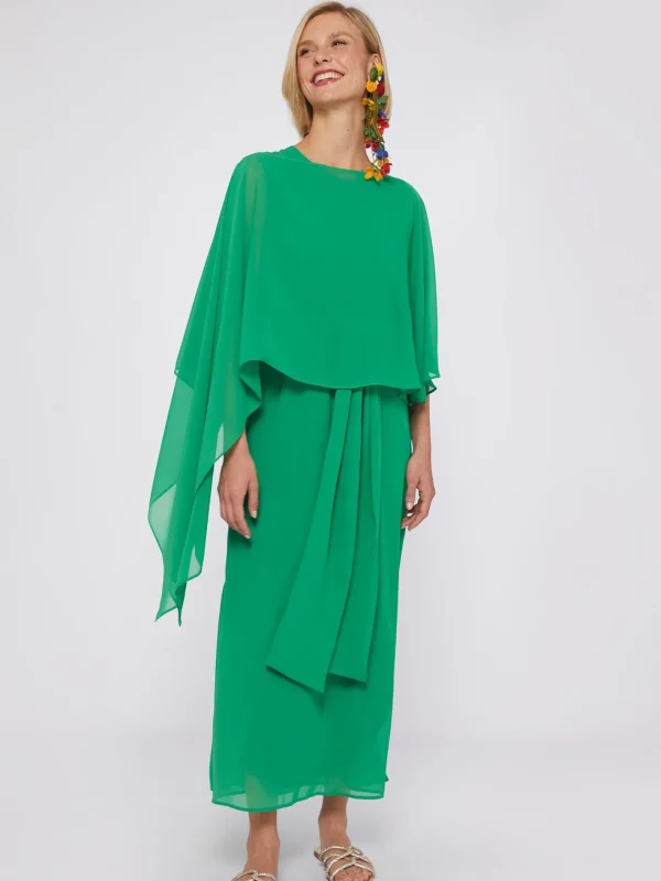 Capes*Vilagallo Cape Mirelle Green Chiffon