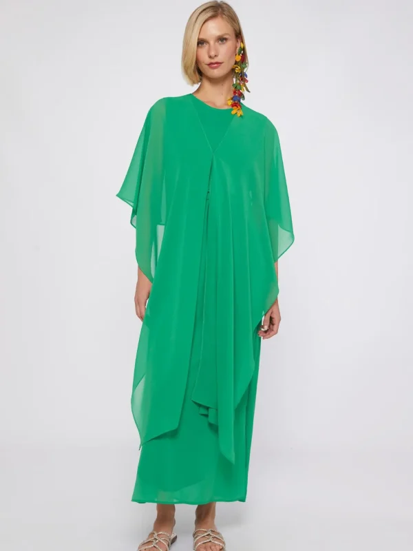 Capes*Vilagallo Cape Mirelle Green Chiffon