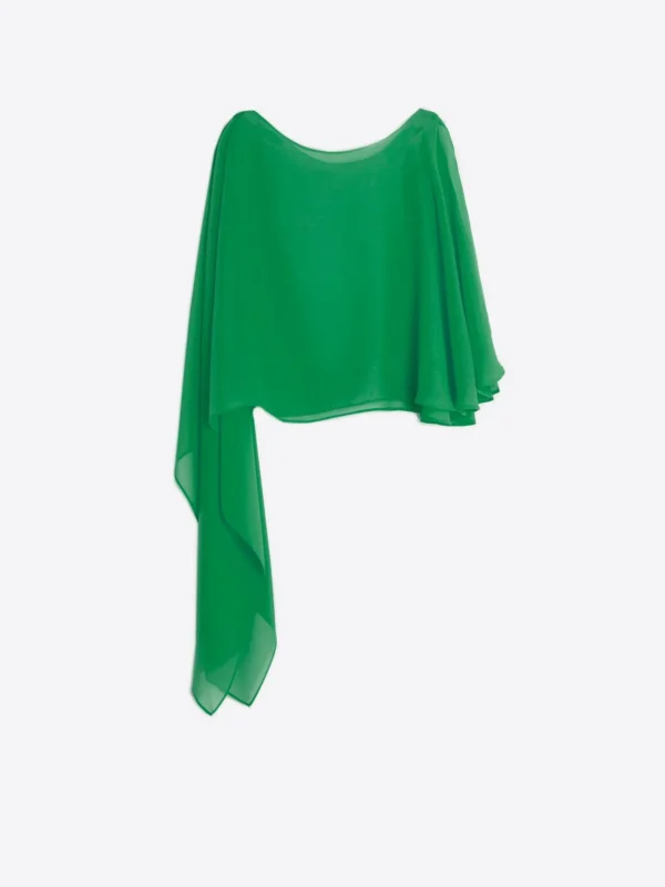 Capes*Vilagallo Cape Mirelle Green Chiffon