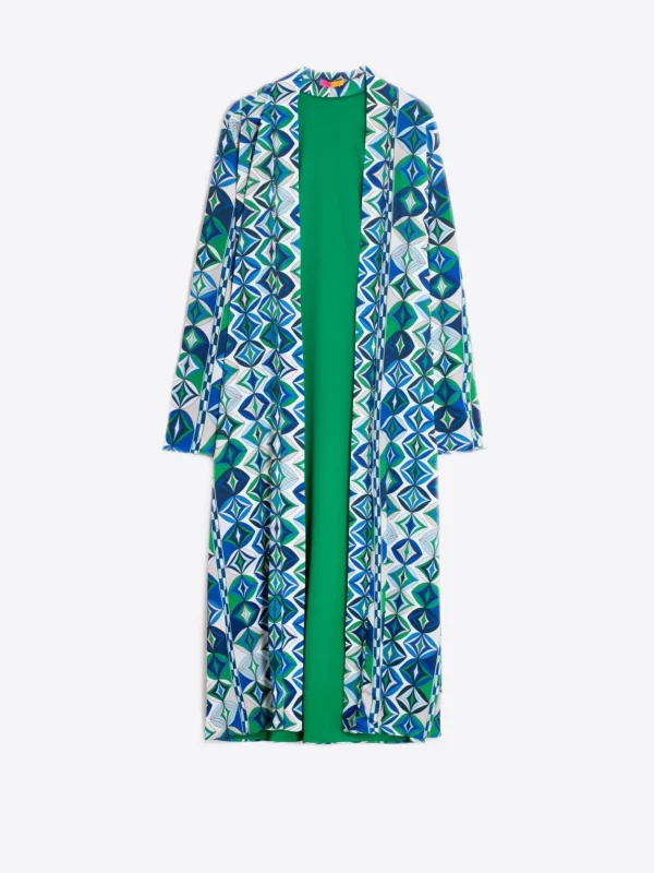 Coats*Vilagallo Coat Luna Green Geometric Knit Print