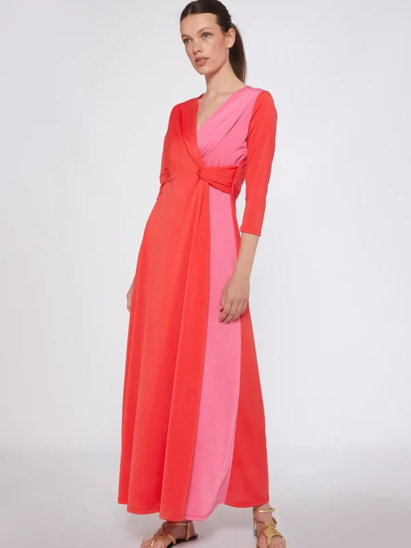 Dresses*Vilagallo Dress Adi Long Coral Knit Satin