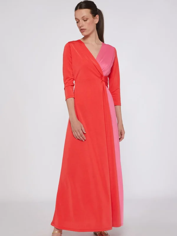 Dresses*Vilagallo Dress Adi Long Coral Knit Satin