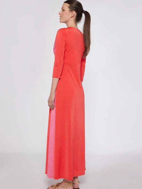 Dresses*Vilagallo Dress Adi Long Coral Knit Satin