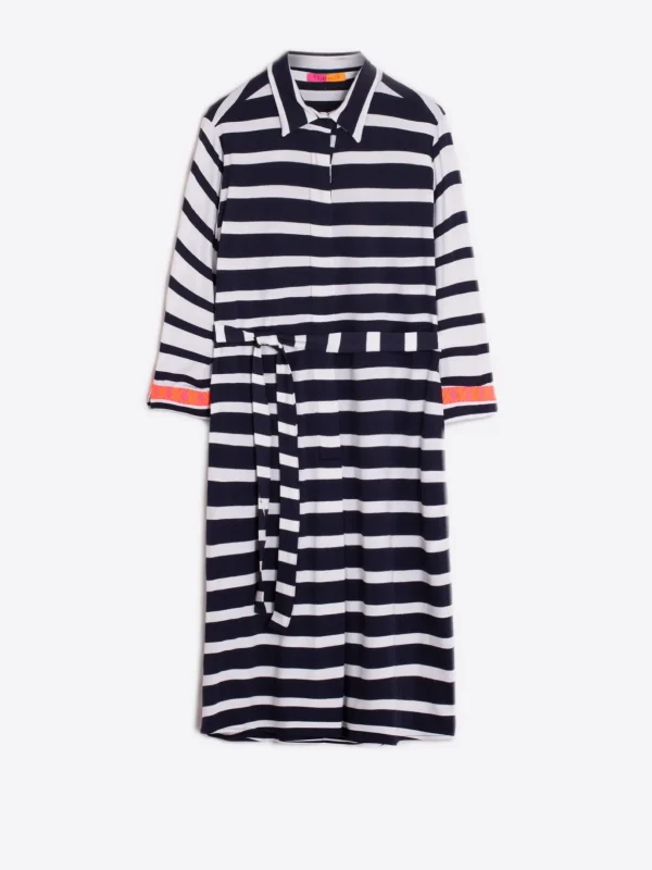 Dresses*Vilagallo Dress Adriana Ecru Navy Stripe Knit