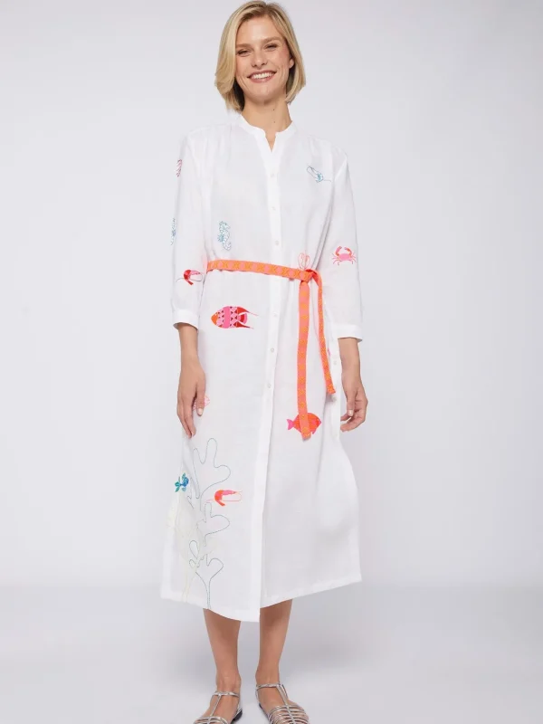 Dresses*Vilagallo Dress Amina Emb White Linen