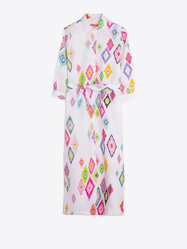 Dresses*Vilagallo Dress Antonella Diamond Ikat Pure Linen