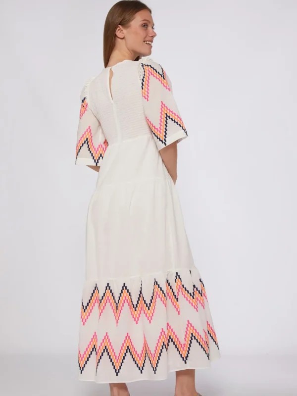 Dresses*Vilagallo Dress Caila Fluor Embroidered Zig-Zag