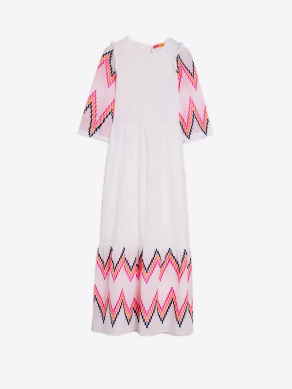 Dresses*Vilagallo Dress Caila Fluor Embroidered Zig-Zag