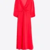 Dresses*Vilagallo Dress Carolina Coral Knit Satin