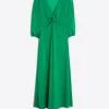 Dresses*Vilagallo Dress Carolina Green Knit Satin