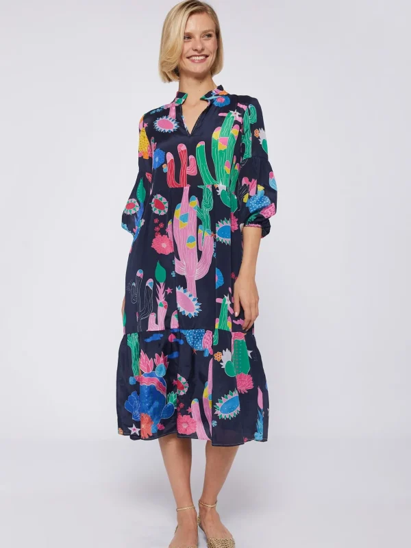 Dresses*Vilagallo Dress Catalina Cactus Navy Print