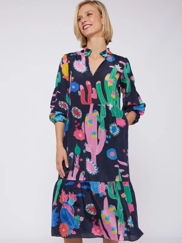 Dresses*Vilagallo Dress Catalina Cactus Navy Print