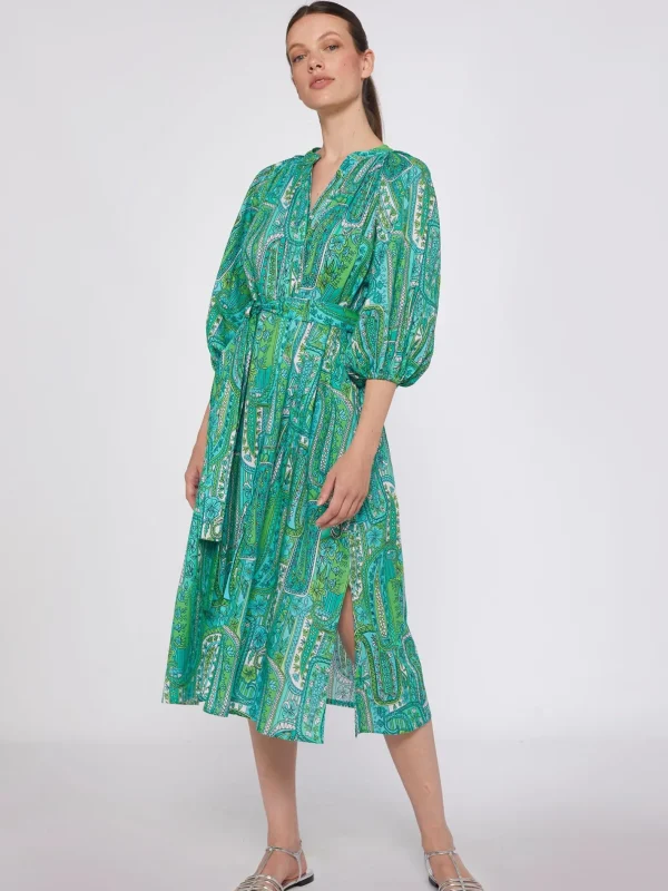 Dresses*Vilagallo Dress Claudette Green Paisley