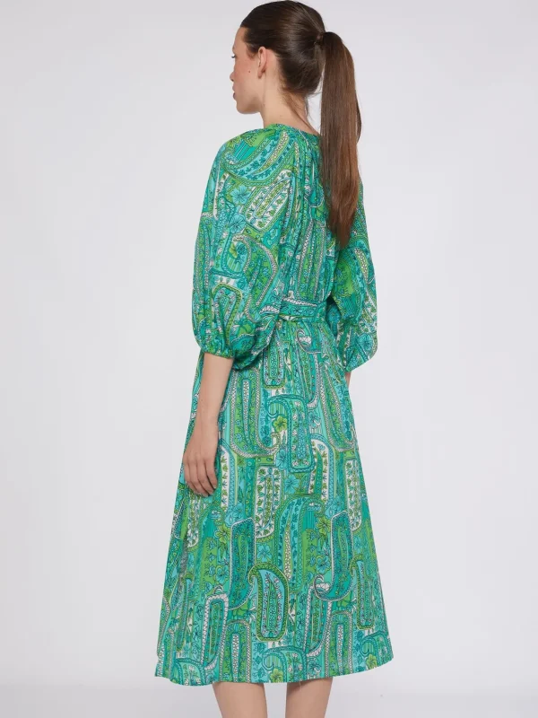 Dresses*Vilagallo Dress Claudette Green Paisley