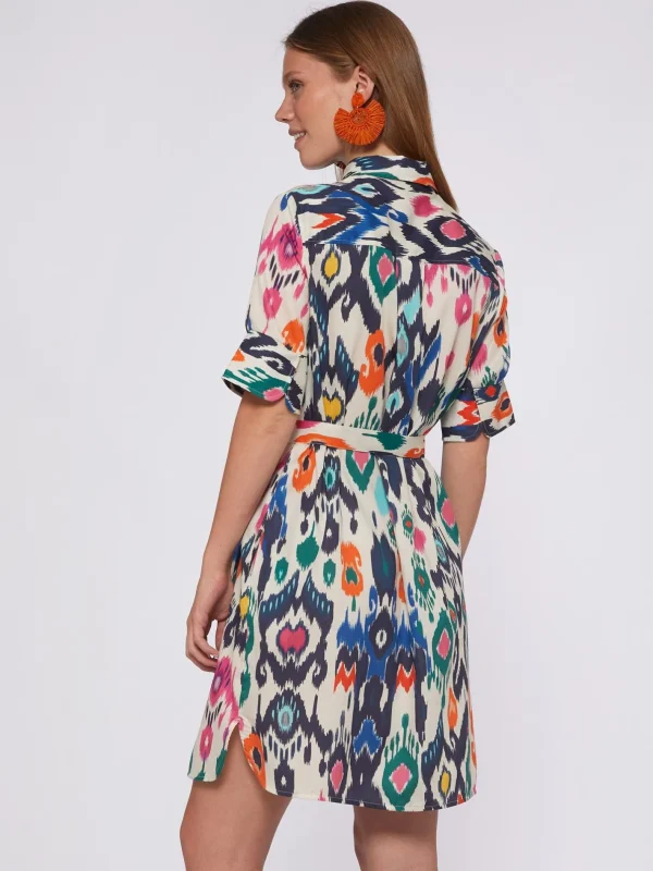 Dresses*Vilagallo Dress Hester Multicolour Ikat Cotton Print