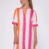Dresses*Vilagallo Dress Hester Pink Orange Maxi Stripes