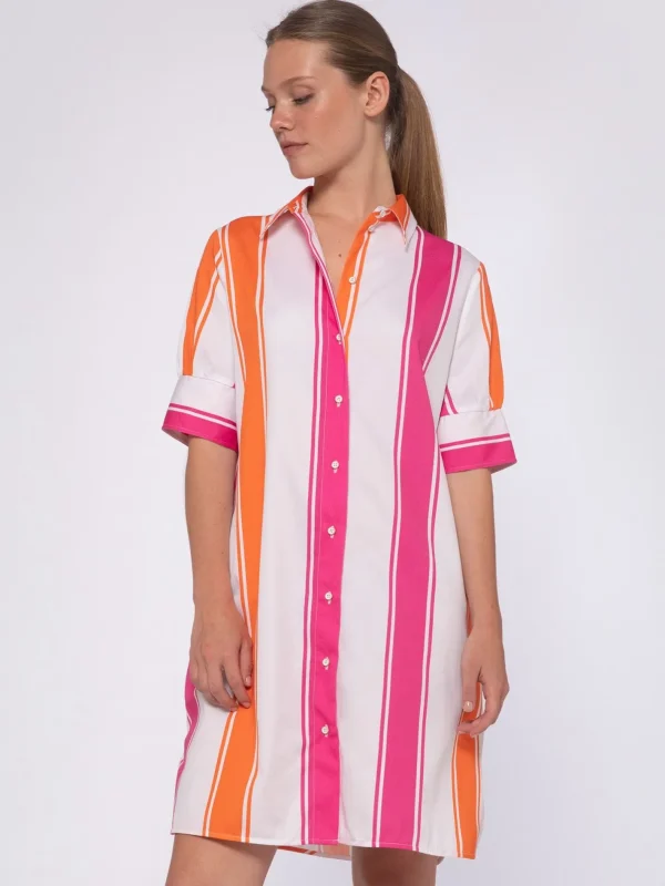 Dresses*Vilagallo Dress Hester Pink Orange Maxi Stripes