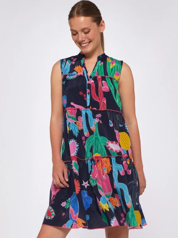 Dresses*Vilagallo Dress Isa Cactus Navy Print