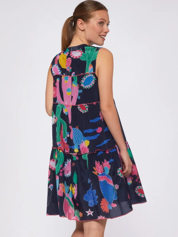 Dresses*Vilagallo Dress Isa Cactus Navy Print