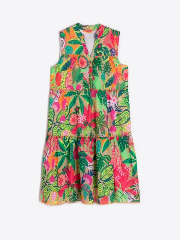 Dresses*Vilagallo Dress Isa Tropical Print Voile