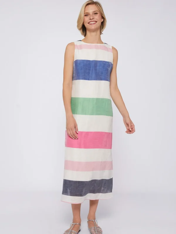 Dresses*Vilagallo Dress Liana Multicolour Stripes Linen