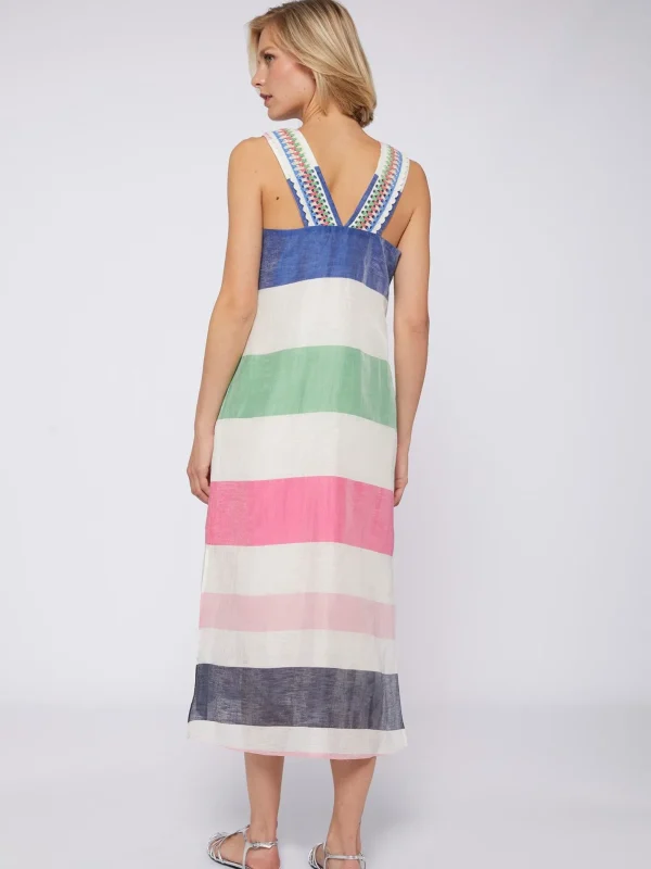 Dresses*Vilagallo Dress Liana Multicolour Stripes Linen