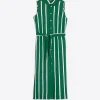 Dresses*Vilagallo Dress Livia Ecru Green Stripes