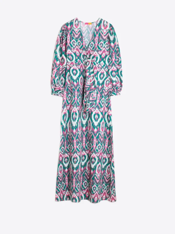 Dresses*Vilagallo Dress Lorenna Ikat Green Pink Gold