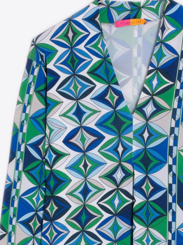 Dresses*Vilagallo Dress Noam Green Geometric Knit Print