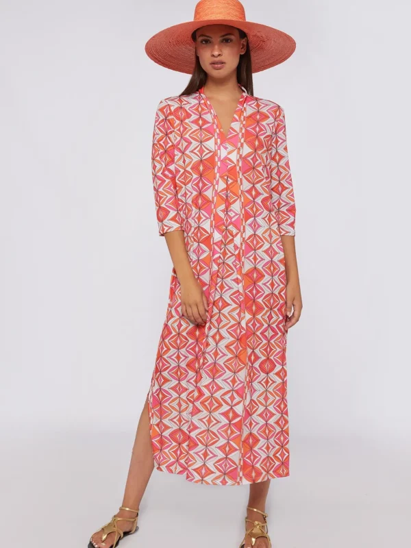 Dresses*Vilagallo Dress Noam Pink Geometric Knit Print