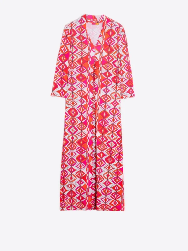 Dresses*Vilagallo Dress Noam Pink Geometric Knit Print