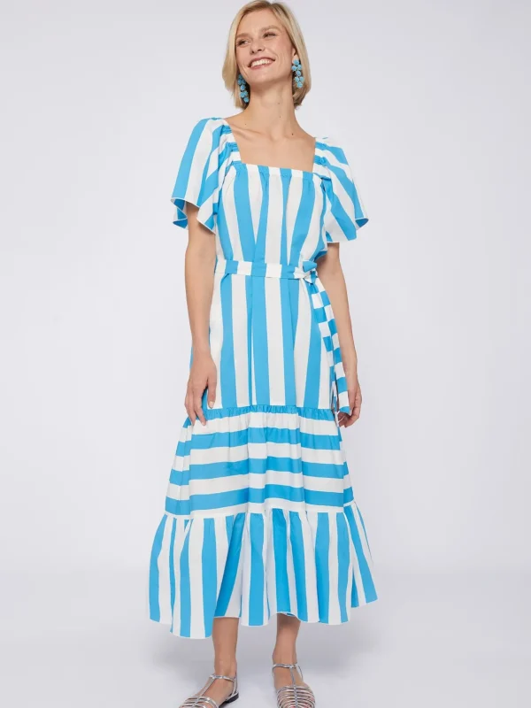 Dresses*Vilagallo Dress Palmira Turquoise Stripes