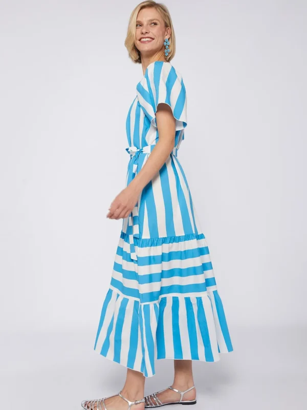 Dresses*Vilagallo Dress Palmira Turquoise Stripes