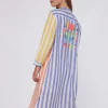 Dresses*Vilagallo Dress Rebecca Emb Pure Linen Stripe Navy