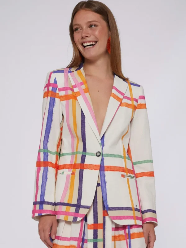 Jackets*Vilagallo Jacket Hannah Check Watercolour Print