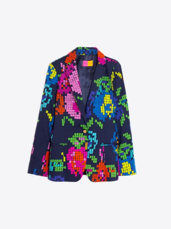 Jackets*Vilagallo Jacket Hannah Flower Cross Stitch Navy Print