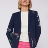 Jackets*Vilagallo Jacket Harlow Emb Navy Knit Perfect Fit