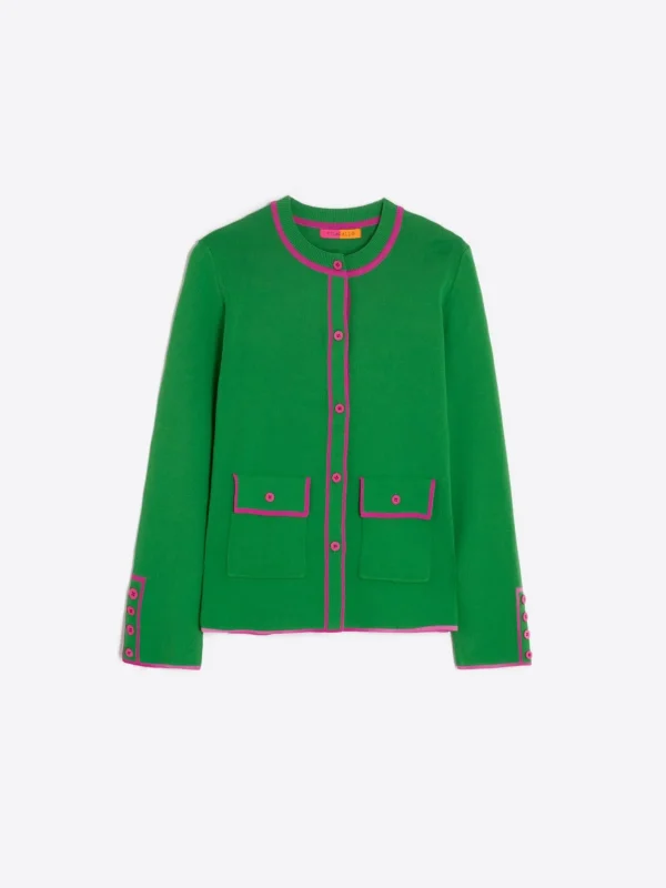 Knitwear*Vilagallo Knitwear Cardigan Bicolor Green&Pink