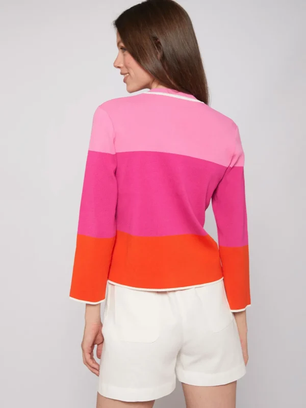 Knitwear*Vilagallo Knitwear Cardigan Colour Block Pink&Fucsia&Orange