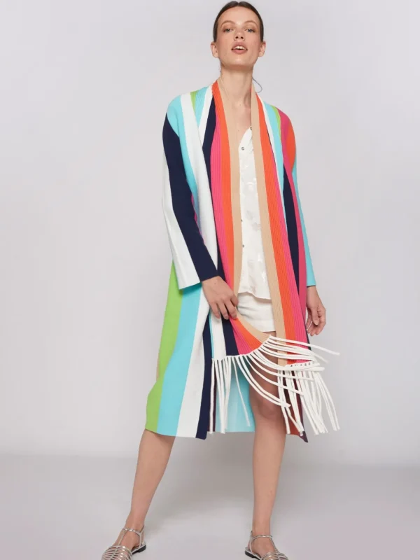 Knitwear*Vilagallo Knitwear Cardigan Multicolour Strip Multicolour Stripes