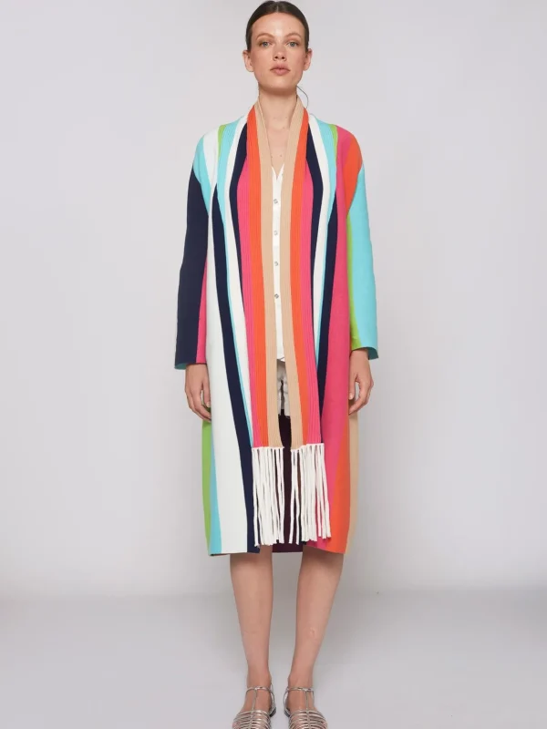 Knitwear*Vilagallo Knitwear Cardigan Multicolour Strip Multicolour Stripes