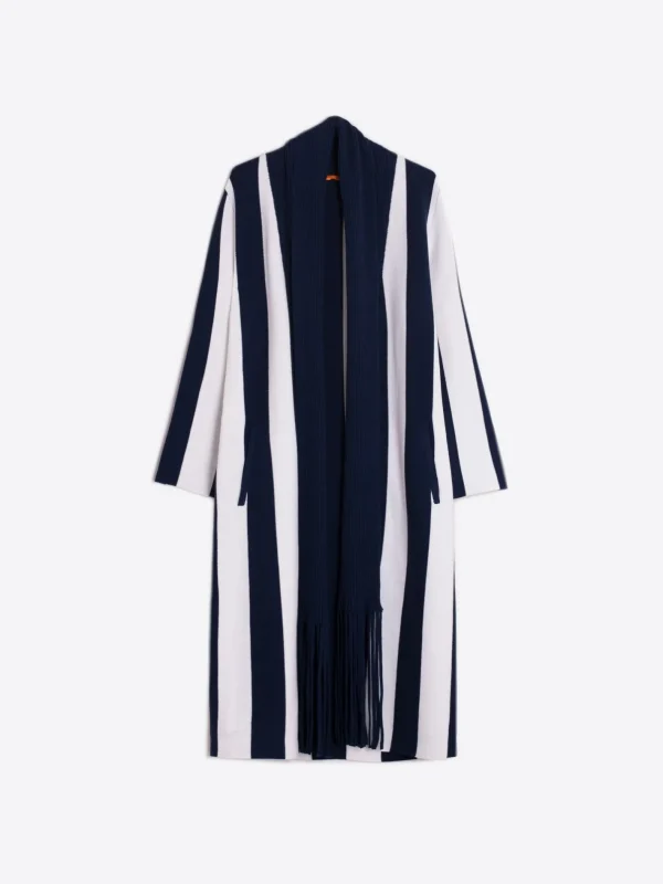 Knitwear*Vilagallo Knitwear Cardigan Multicolour Strip Navy Multicolour Stripes