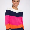 Knitwear*Vilagallo Knitwear Colour Block Canale White Navy Pink&Orange