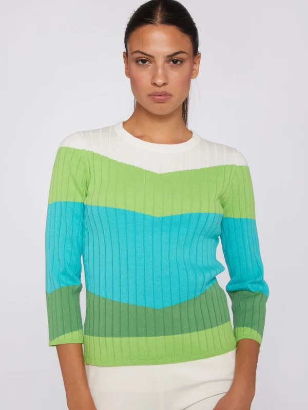 Knitwear*Vilagallo Knitwear Colour Block Canale Green