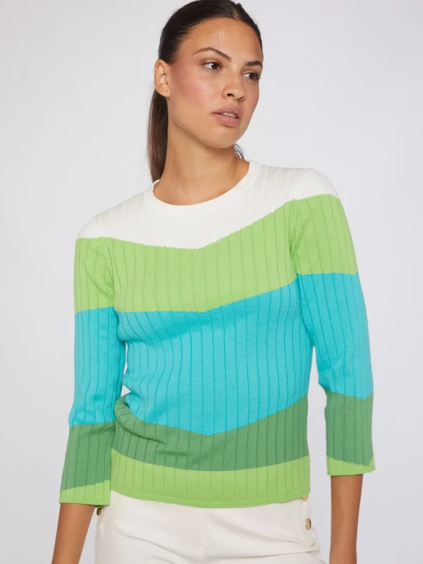 Knitwear*Vilagallo Knitwear Colour Block Canale Green