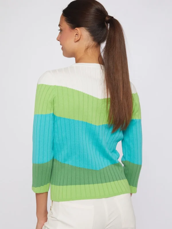 Knitwear*Vilagallo Knitwear Colour Block Canale Green