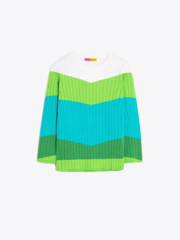 Knitwear*Vilagallo Knitwear Colour Block Canale Green