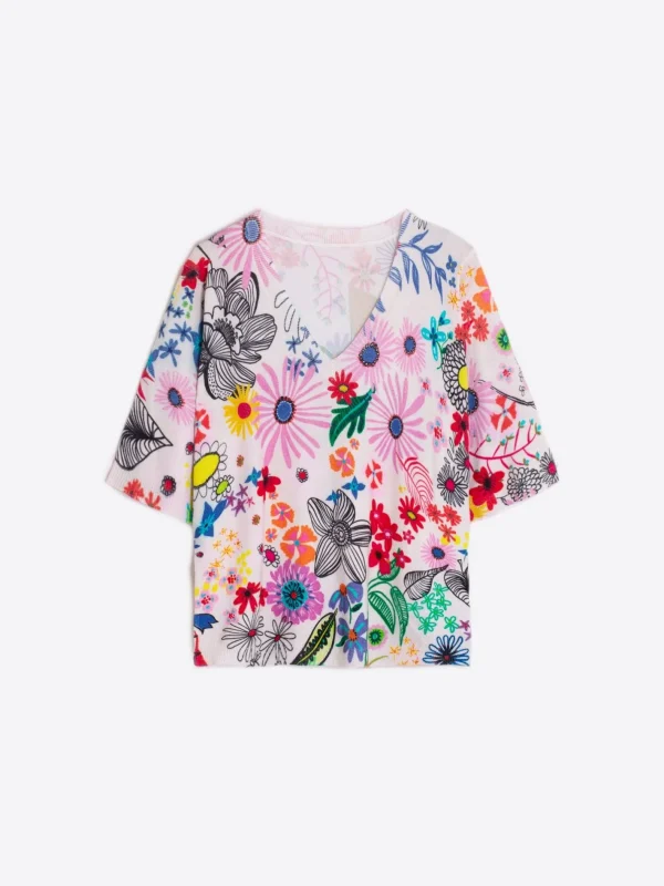 Knitwear*Vilagallo Knitwear Flowers Printed Pullover Flowers