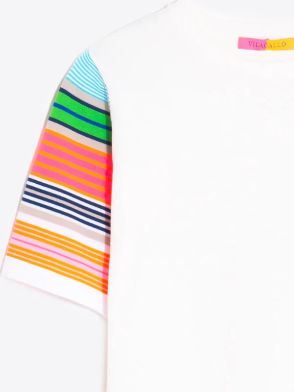 Knitwear*Vilagallo Knitwear Multic Stripes Sleeves Canale White&Multicolour