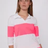 Knitwear*Vilagallo Knitwear Neon Polo Top Ecru&Neon Pink